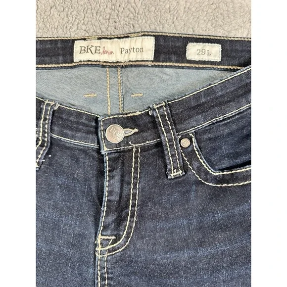 BKE Payton Jean Womens 29L (29x33.5) Boot Stretch Jeans Dark Wash Denim Stitch - Picture 2 of 14